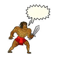 cartoon fantasy hero man with speech bubble N3