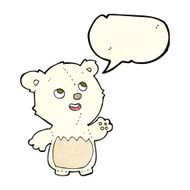 cartoon happy little teddy polar bear with speech bubble N2