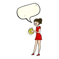 cartoon woman clapping hands with speech bubble N4