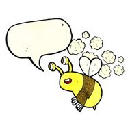 cartoon happy bee with speech bubble N7