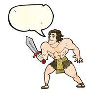 cartoon fantasy hero man with speech bubble N4