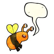 cartoon happy bee with speech bubble N8