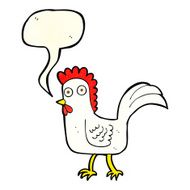 cartoon chicken with speech bubble N6