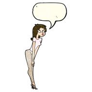cartoon attractive girl with speech bubble N8
