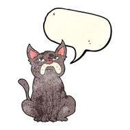 cartoon grumpy little dog with speech bubble N3