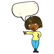 cartoon annoyed woman pointing with speech bubble N3