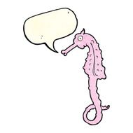 cartoon sea horse with speech bubble N8