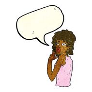 cartoon surprised woman with speech bubble N94