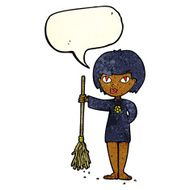 cartoon pretty witch girl with speech bubble N3