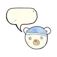cartoon polar bear face with speech bubble N10