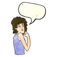 cartoon surprised woman with speech bubble N95