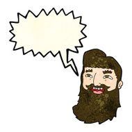 cartoon laughing bearded man with speech bubble N4