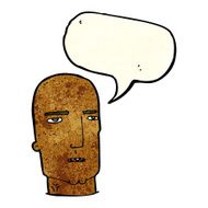 cartoon bald tough guy with speech bubble N5