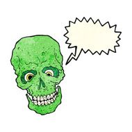 cartoon spooky skull with speech bubble N56