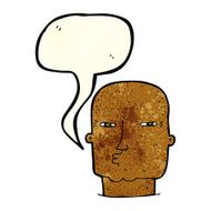 cartoon bald tough guy with speech bubble N6