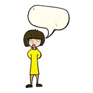 cartoon curious woman with speech bubble N22