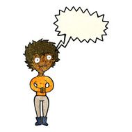 cartoon crazy excited woman with speech bubble N8