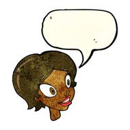 cartoon pretty female face with speech bubble N33