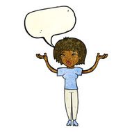 cartoon woman shrugging shoulders with speech bubble N193