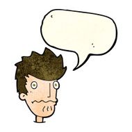 cartoon nervous man with speech bubble N53
