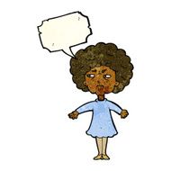 cartoon bitter old woman with speech bubble N8