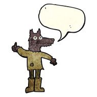 cartoon wolf man with speech bubble N17