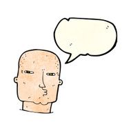 cartoon bald tough guy with speech bubble N8