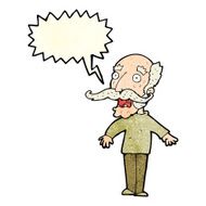 cartoon old man gasping in surprise with speech bubble N4