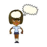 cartoon woman with idea speech bubble N97