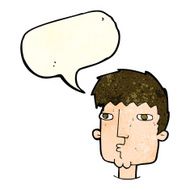 cartoon curious man with speech bubble N28