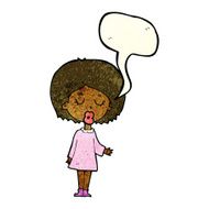 cartoon woman explaining her point with speech bubble N16