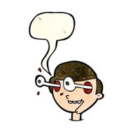 cartoon excited boy&#039;s face with speech bubble N4