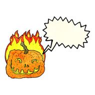 cartoon burning pumpkin with speech bubble N2