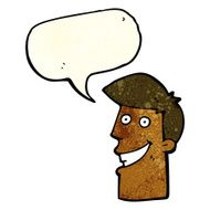 cartoon grinning man with speech bubble N30