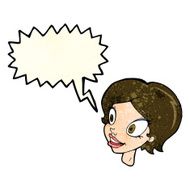 cartoon pretty female face with speech bubble N36