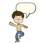 cartoon dancing man with speech bubble N7