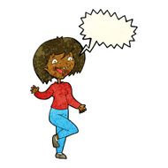 cartoon laughing woman with speech bubble N4