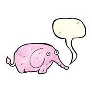 cartoon sad little elephant with speech bubble N4