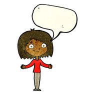 cartoon woman shrugging shoulders with speech bubble N194