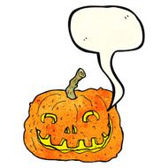 cartoon pumpkin with speech bubble N5