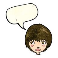 cartoon unhappy girl with speech bubble N7