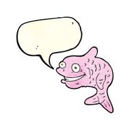 cartoon happy fish with speech bubble N7