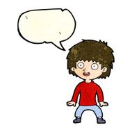 cartoon excited boy with speech bubble N55