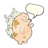 cartoon fat smelly pig with speech bubble N2