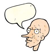 cartoon evil old man with speech bubble N8