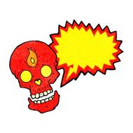 cartoon mystic skull with speech bubble N4