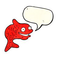 cartoon happy fish with speech bubble N8