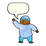 cartoon man in hat waving with speech bubble N3