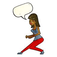 cartoon crazy dancing girl with speech bubble N4