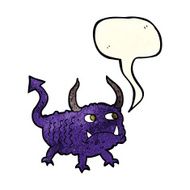 cartoon little demon with speech bubble N10